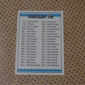 1992 Donruss Checklist #396 Baseball Card